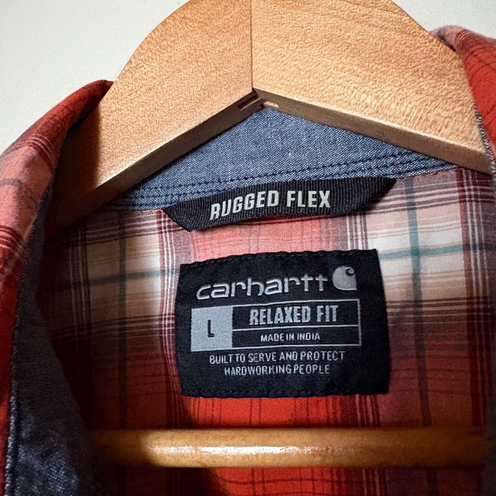 Carhartt Rugged Flex Flannel Plaid‎ Shirt Mens Large Relaxed Fit Workwear - Picture 3 of 9